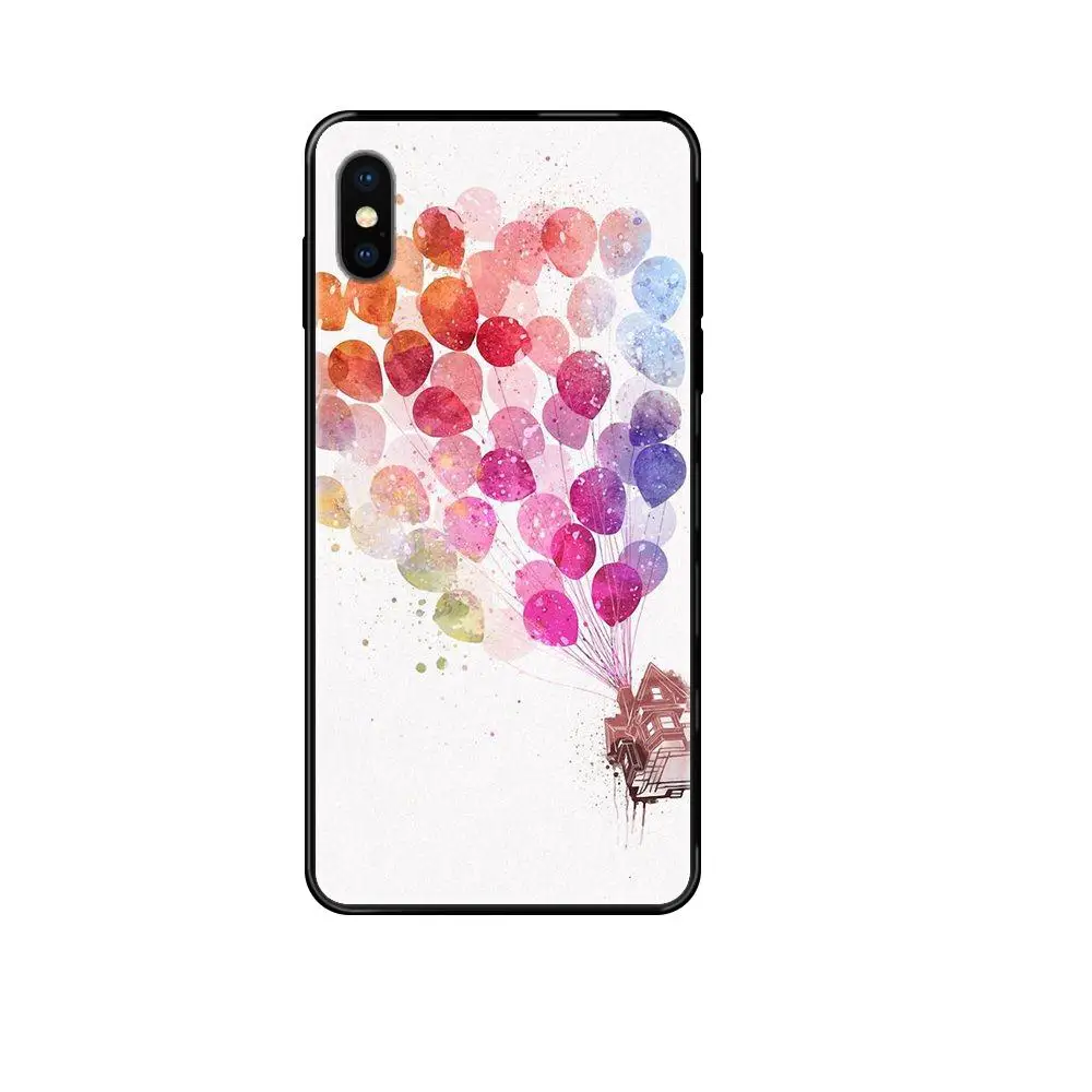 Мягкий ТПУ Черный Стильный чехол Pixar Up Flying House для Redmi Note 4 5 5A 6 7 8T 9 9S Pro Max | Мобильные