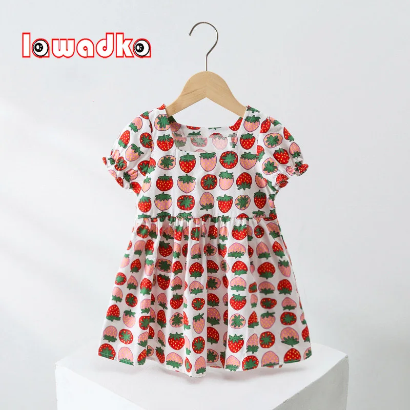 

Lawadka Summer Dresses For Girls Strawberry Print Kids Girl Clothes Fashion Sundress For Girls Cute Soft Children's Clothing