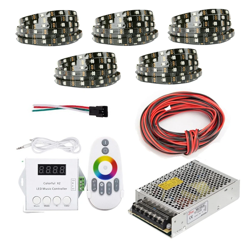 Светодиодная лента WS2812B IC умная Пиксельная RGB полоска 25 м 20 15 10 5 30 светодиодов/м