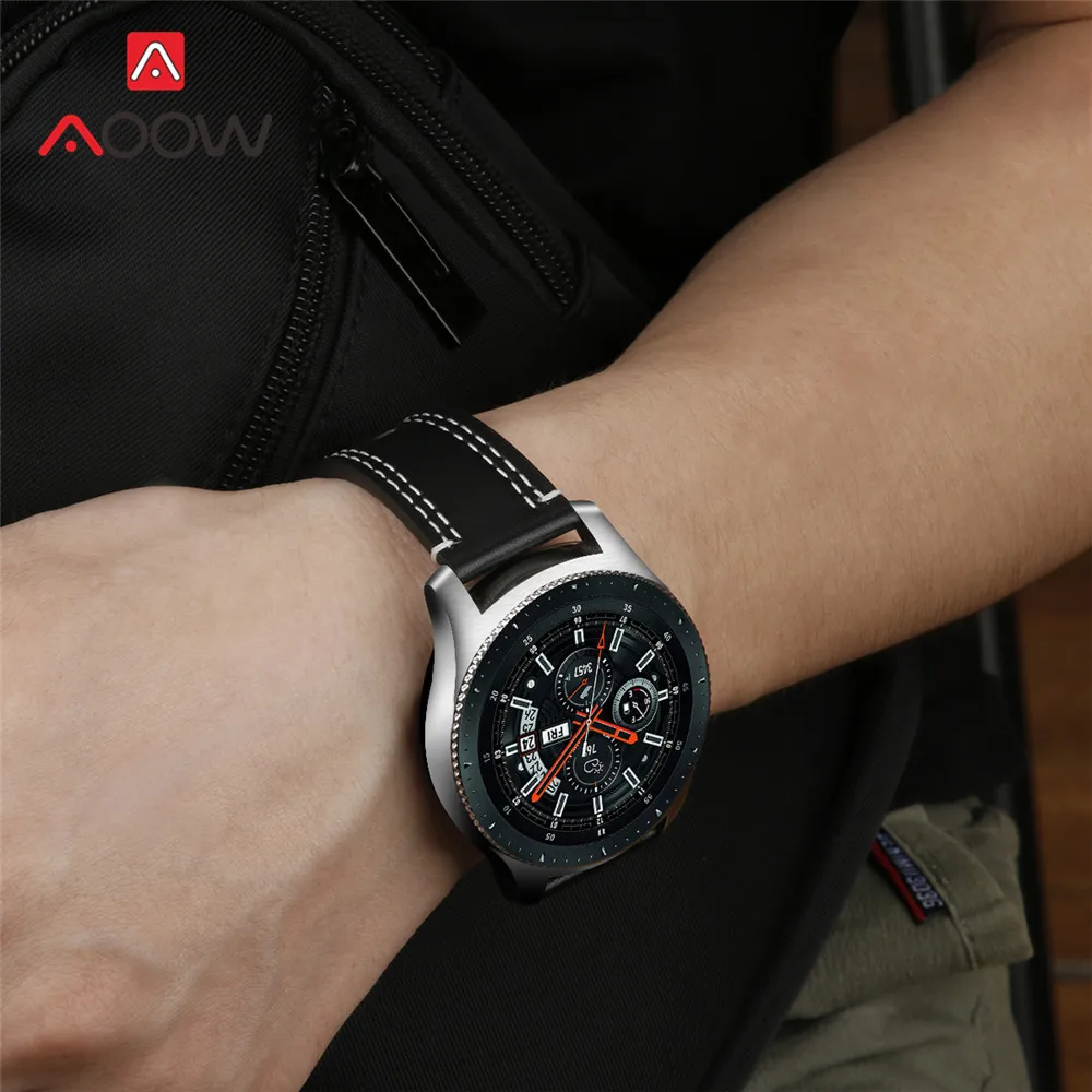 22 мм ремешок из натуральной кожи для samsung Galaxy Watch 46 мм gear S3 huawei GT Amazfit Stratos Pace Line быстросъемный браслет