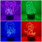 Светодиодный ночсветильник Kamado Nezuko с аниме-фигуркой для спальни, настольная лампа 3D для декора комнаты с рассеивателем Демонов и светодиодной подсветкой для спальни, Kimetsu No Yaiba