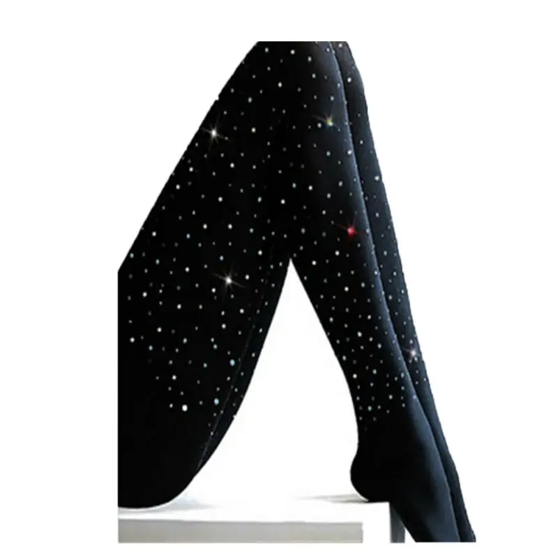 Сексуальные женские колготки 3 цветов однотонные с блестками обтягивающие