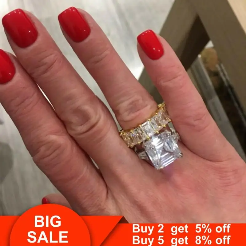 Изысканные кольца для пары комплект 925 стерлингового серебра огранка Ашер 6ct AAAAA cz