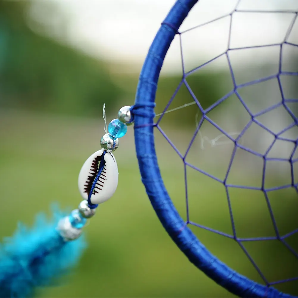 Синий Ловец снов с перьями настенный Декор Украшение Подарочная оболочка|Ловцы и