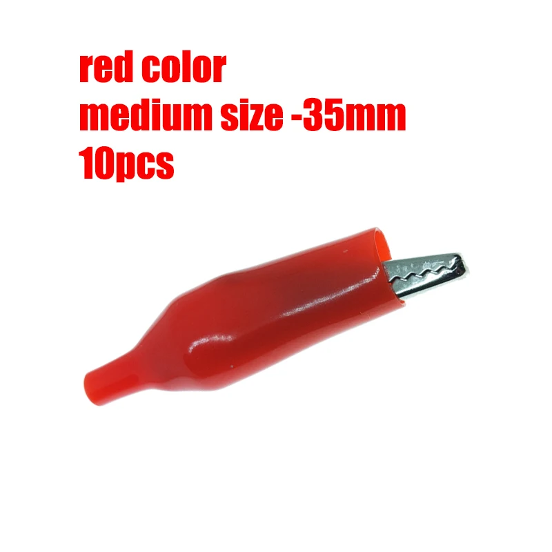 10pcs-35mm-red 28 мм металлический зажим типа крокодил G98 Электрический зажим типа крокодил 35 мм 45 мм Зонд Пробник красный и черный ремень пластиковый стартер автомобильный аккумулятор - Цвет: 10pcs-35mm-red