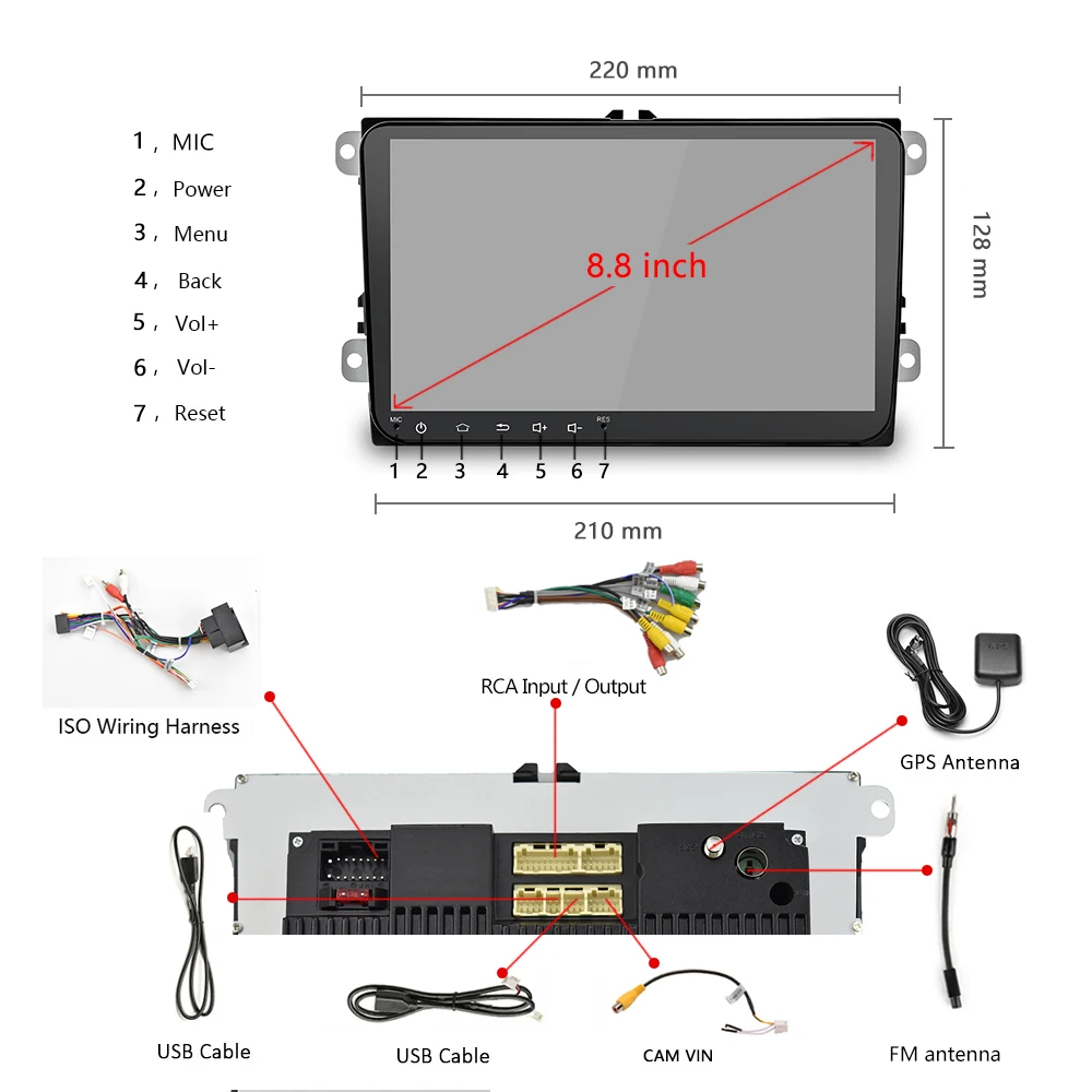 podofo 2 din android 8 1 car radio 9 gps wifi mp5 2din multimedia player for vw volkswagen skoda golf polo passat jetta tiguan free global shipping