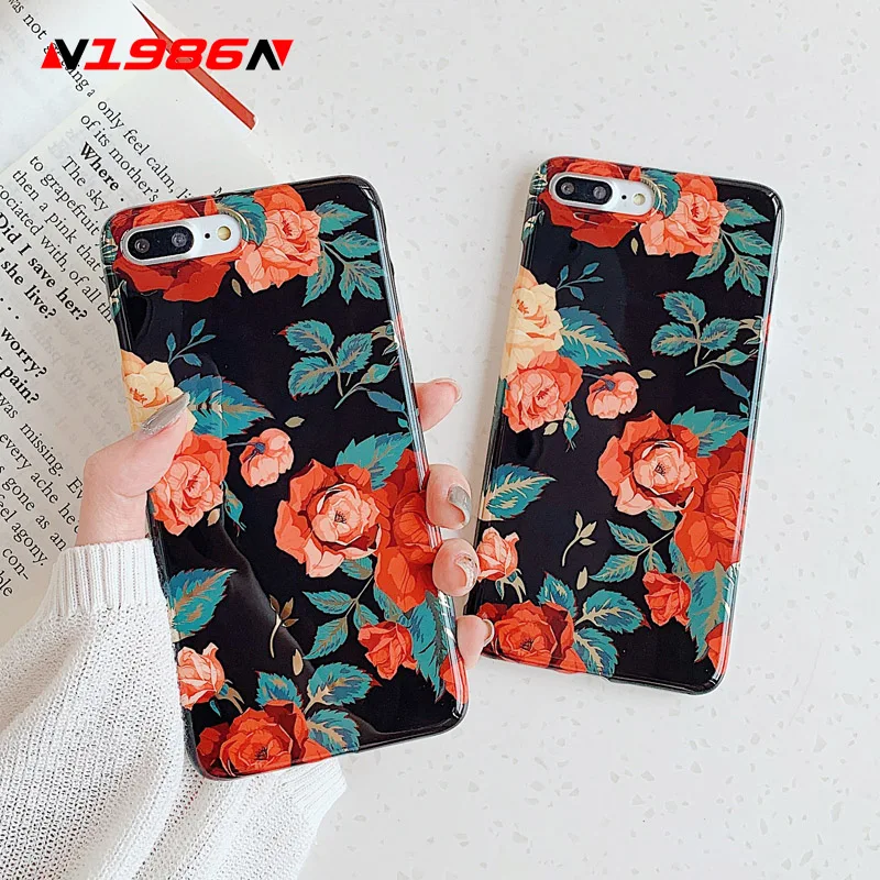 N1986N для iPhone X XR XS Max 6 6s 7 8 Plus чехол телефона художественный винтажный розовые цветы