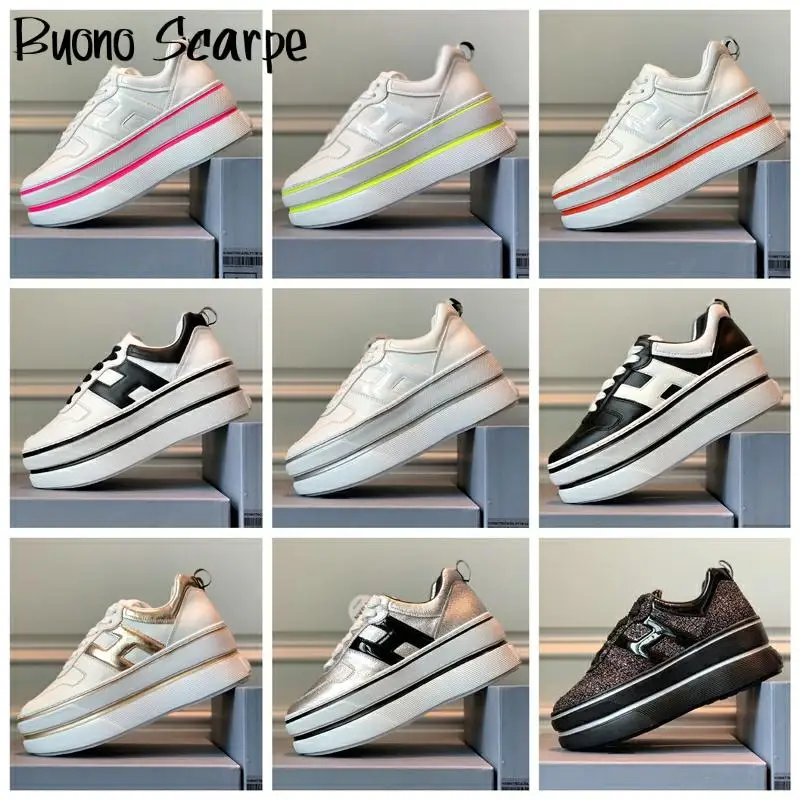 

High Top Platform Women Sneakers Genuine Leather Chunky Sneakers Casual Ladies Leather Shoes Brand Designer Flat Platform Shoes