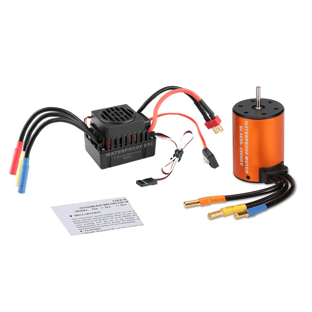 Водонепроницаемый 3650 3900KV мотор с 60A бесщеточный ESC для 1:10 TRX4 Defender мустанга SCX10 D90