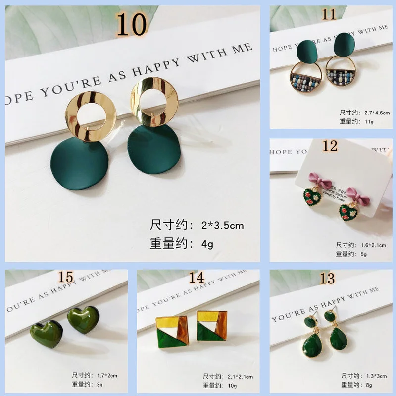 

High-quality Green Flower Circle Geometry Jewelry Retro Wild Earrings