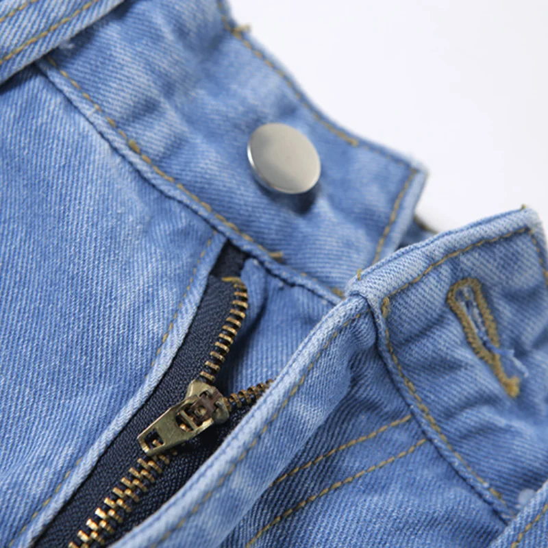 

Ripped High Waisted Jeans 2021 Summer Straight Washed Baggy Jeans Women Fashion Five Pointed Star Vintage Streetwear Holo Jeans