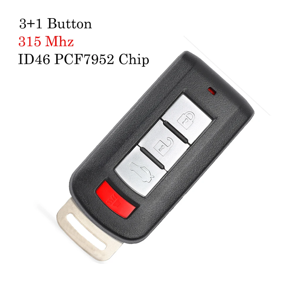 3 Plus 1 Button OkeyTech для Mitsubishi Outlander умный дистанционный ключ 315/433 МГц ID46 PCF7952 чип с аварийным пустым лезвием 2 2+ 1 3 3+ 1 кнопка - Количество кнопок: 3 Plus 1 Button