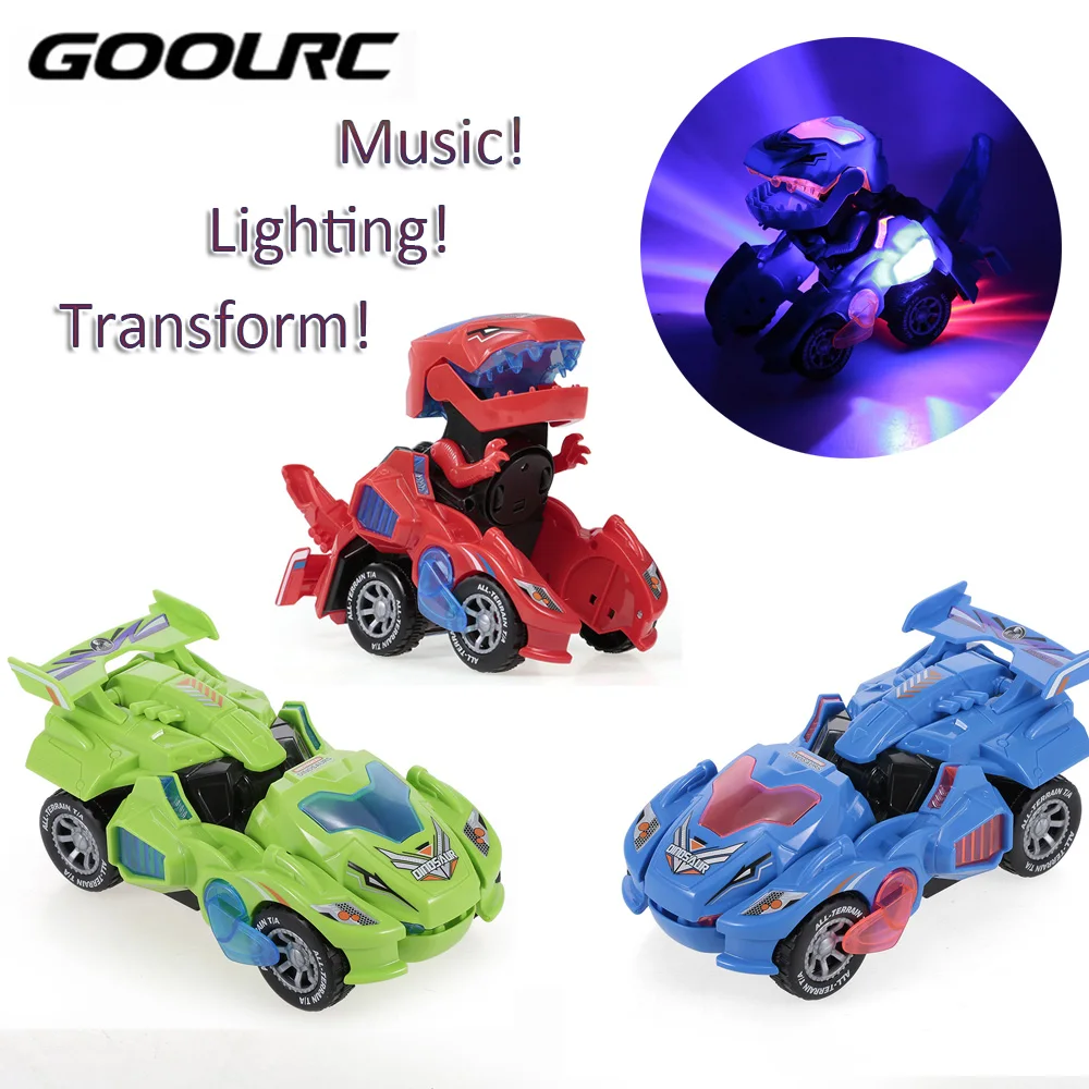 Автомобиль трансформер динозавр Электрический светодиодный автомобиль