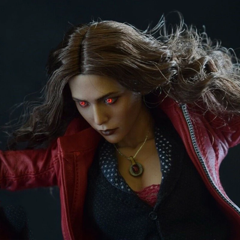 

1/6th BY-T5 Red Eyes Hair Witch Elizabeth Olsen Sound Control Light Head Sculpt Fit 12" Female Action Figrue Body Toys BY-ART