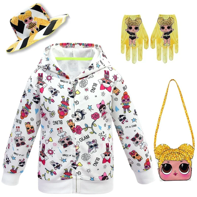 

Модное весенне-осеннее пальто Lol Surprise Doll с мультяшным принтом для девочек, кардиган на молнии, свитер, пальто, детская зимняя одежда