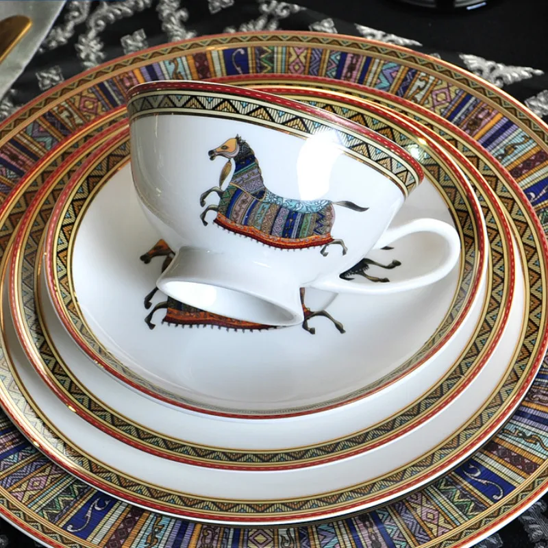 Кофейная чашка и блюдце в европейском ретро-стиле керамическая для пары