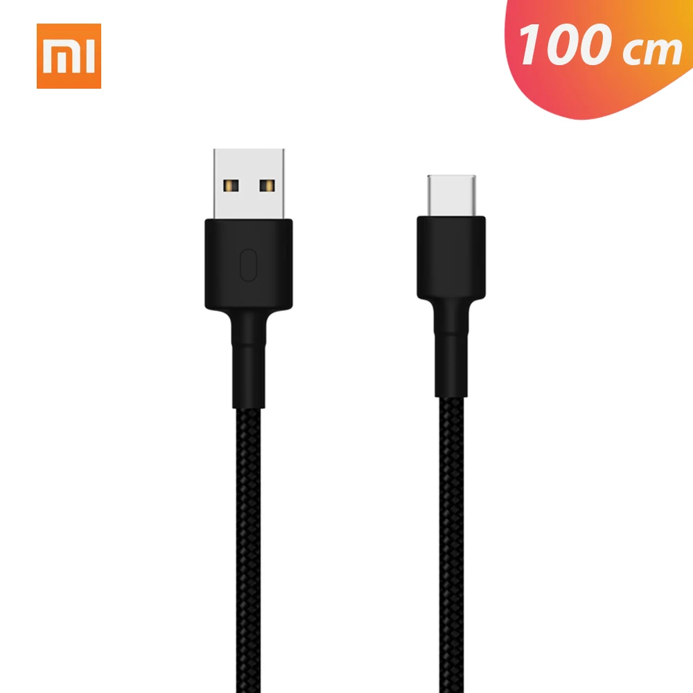Black Xiaomi USB-C кабель для передачи данных TPE тканевый Плетеный type-C кабель для передачи данных Быстрая зарядка стабильный кабель для передачи данных зарядный кабель - Цвет: Black