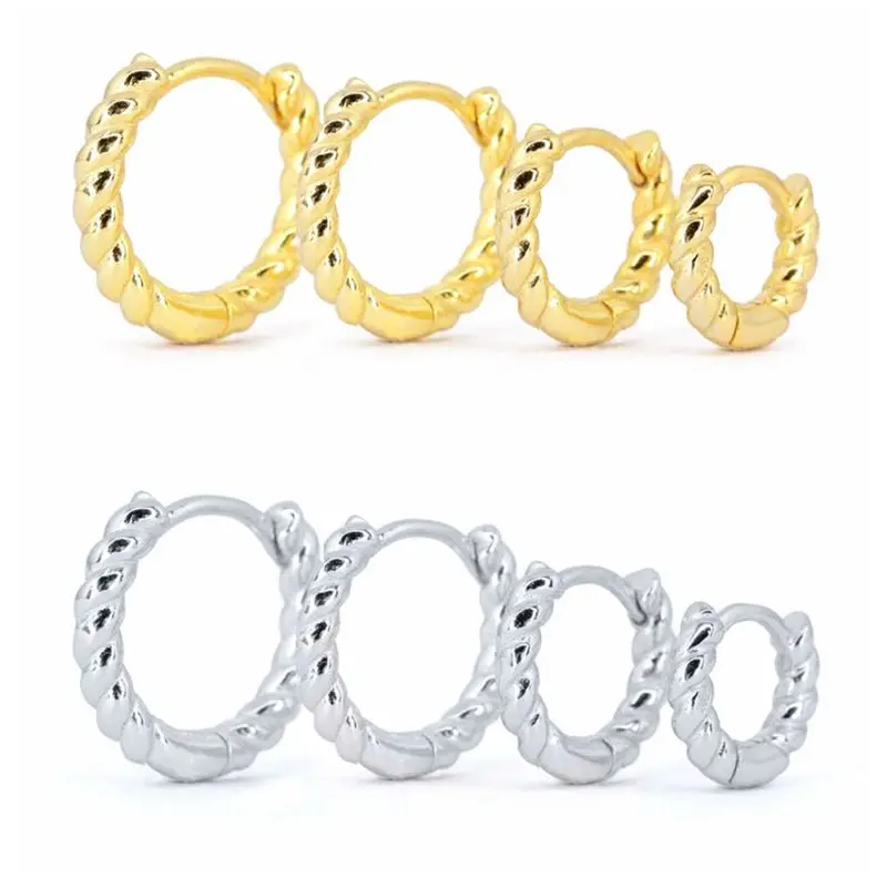 

MC 925 Sterling Silver Huggie Small Hoop Earrings Colorful Zircon Thread Hoop Earrings For Women 6/8/10/11mm Korean Earrings