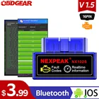 Диагностический сканер NEXPEAK NX102S ELM327 V1.5 OBD2, компактный автомобильный диагностический прибор с поддержкой Bluetooth, для IOS, Android