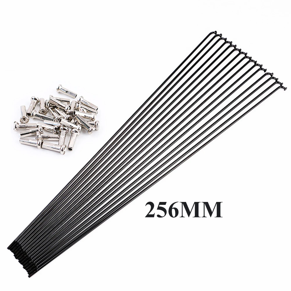 

255-270MM 14G Bicycle Spokes Steel Spoke 36Pcs With Nipples Black Steel Bars No Rust Steel For Bike Accessories High Quality