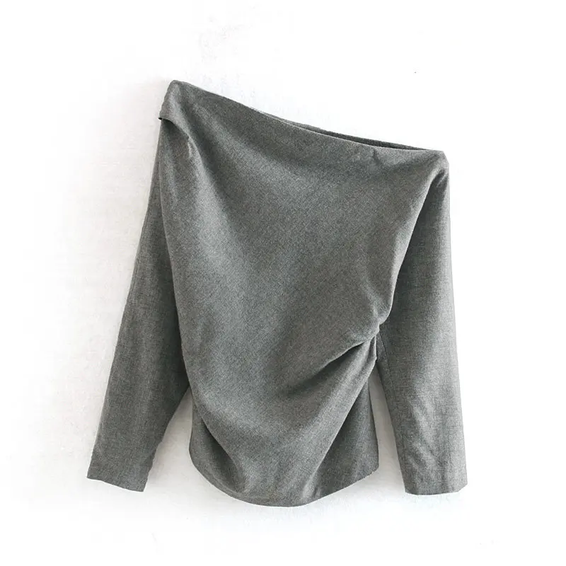 Асимметричная Повседневная Свободная Женская блузка сексуальные с открытыми