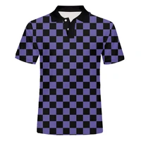 cjlm business mens short sleeve stand collar shirt purple plaid plein polo black checkerboard shirt man oversized casual 5xl