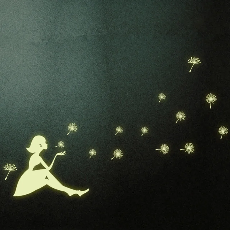 Одуванчик для девочек светящиеся наклейки 3d Цветы развевающиеся светится в