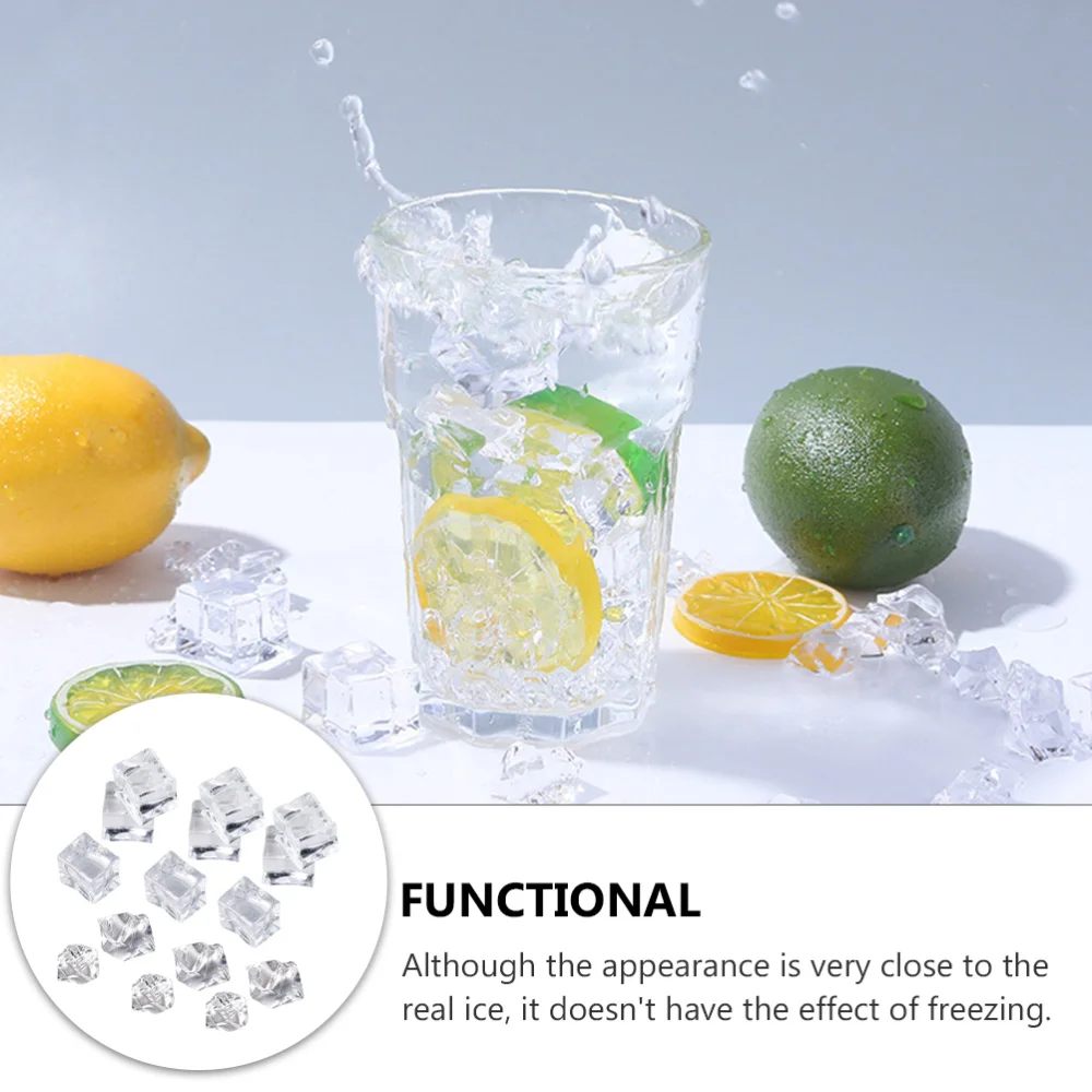 200Pcs Fake Ice Cubes Acrylic Ice Cubes Artificial Ice Blocks Photography Props