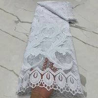 african white voile lace fabric nigerian sequins tulle lace fabric 2021 high quality embroidery lace fabric for wedding ly167