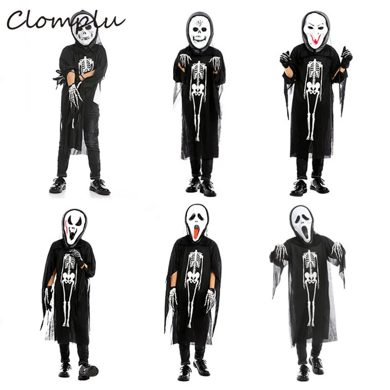 Детский маскарадный костюм Clomplu на Хэллоуин с черепом и длинным языком ведьмы из
