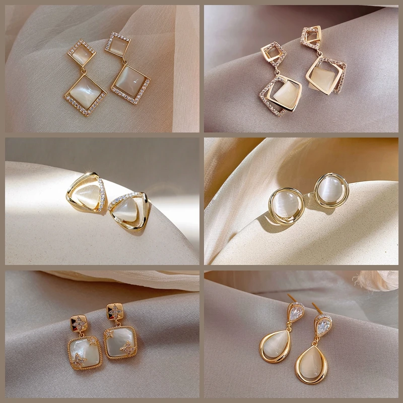 

Fashion Statement Studs Earrings Women Metal Geometric Hoop Gold Color Earrings Party Jewelry Accessories Gift
