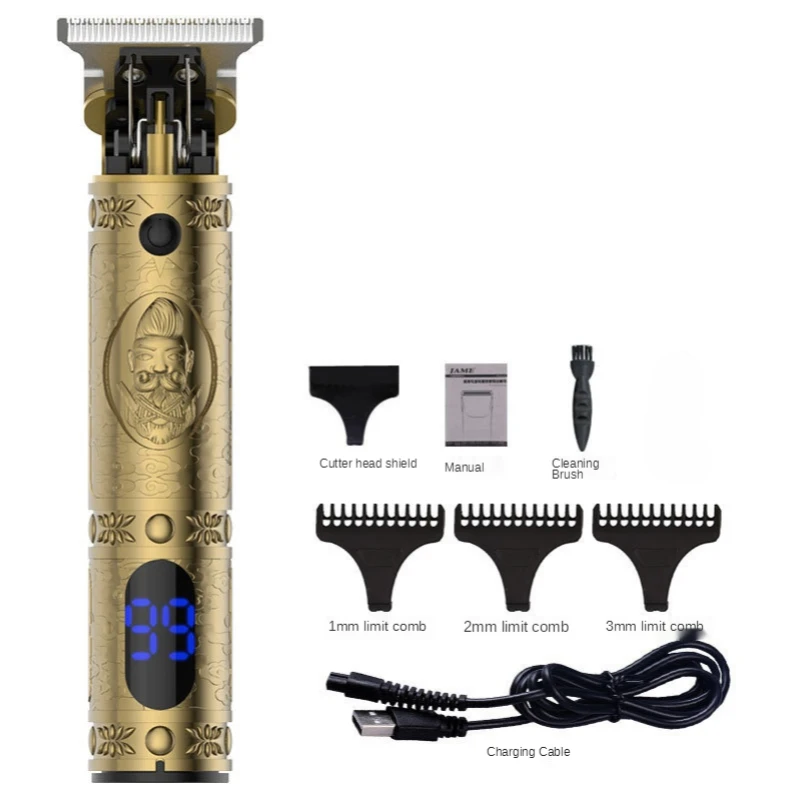 

Для мужчин Уникальный Ретро масляная голова электрическая машинка для стрижки ЖК-дисплей цифровой Дисплей бытовой гравировка машинка для ...