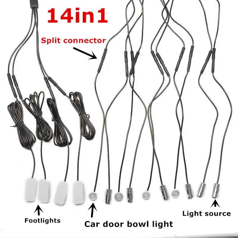 Car Ambient Light Foot Lamp RGB (6 + 4) with 8M Optical Fibre 64colors Led Wireless No Threading App Control for Benz w205 w204 |