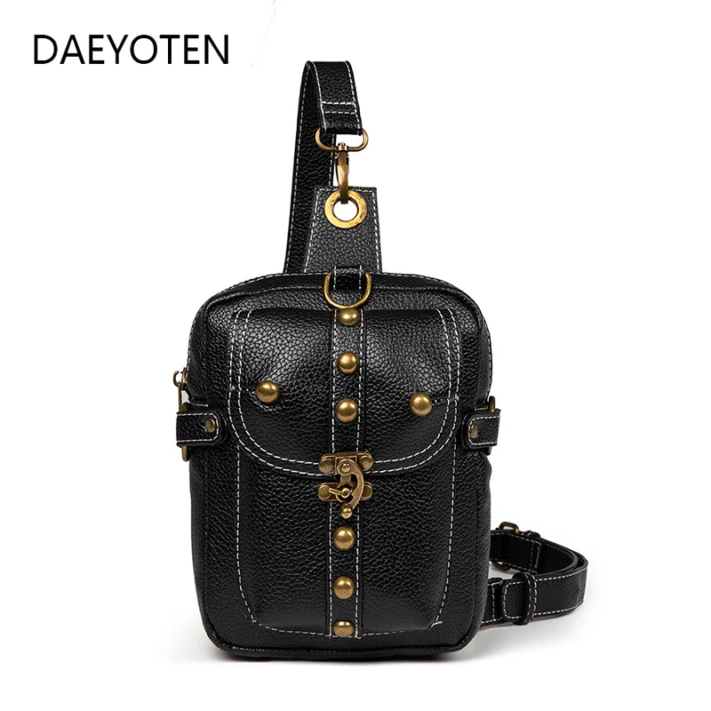 

DAEYOTEN Fashion Rivet Chest Bag Female Motorcycle Crossbody Bags for Women 2020 Steampunk Purses and Handbags Unisex Travel Bag