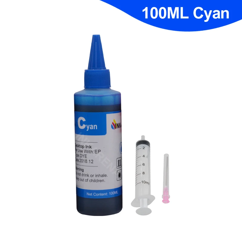 Cyan Color 100 мл флакон принтер набор для наполнения чернил для Canon hp Картридж Brother для Epson многоразовые картриджи ciss система беспрерывной подачи чернил - Цвет: Cyan Color