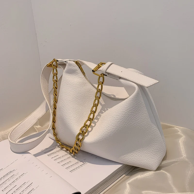 

Simple Design Female Handbag Fashion Chains Handle Woman's Shoulder Crossbody Bag Modern Popular Style Big Tote Lady Handbag