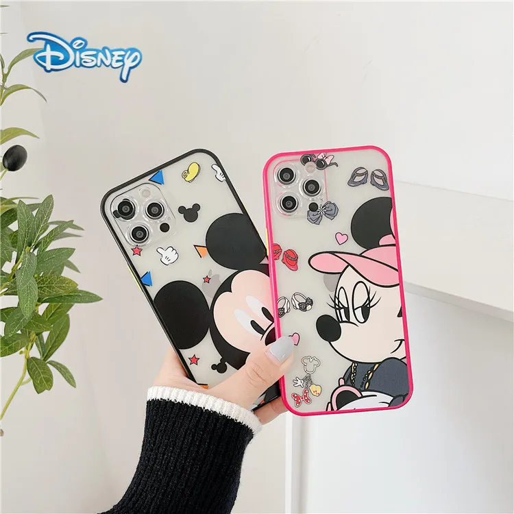 Disney Mickey Minnie Mobile Phone Case for iPhone 13 12 11 Pro Max X XR 7 8 Plus SE Cute Anti-Fall Cellphone Protective Cover