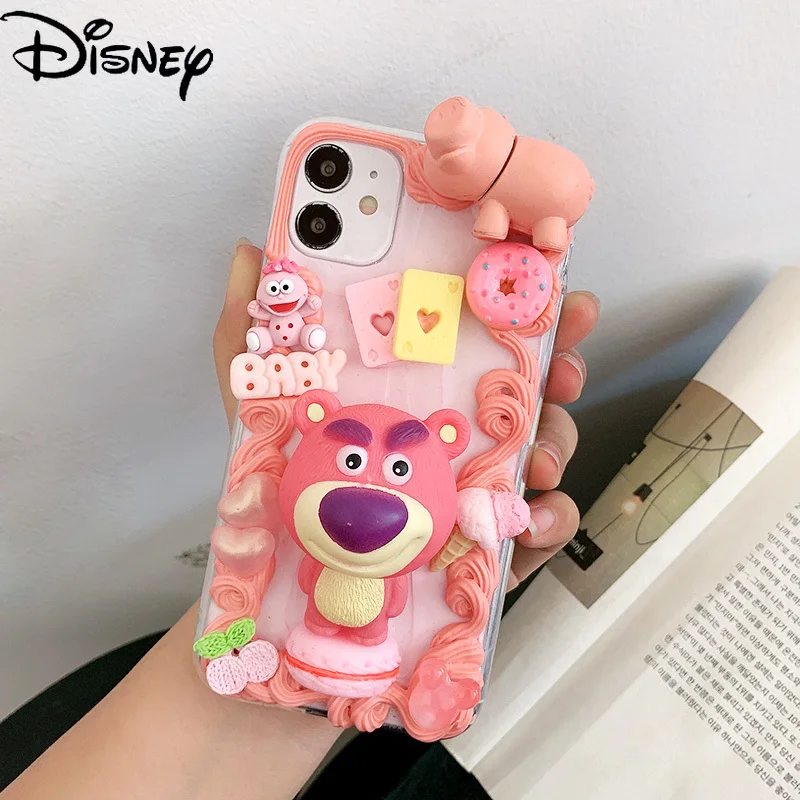 

Disney toy story strawberry bear handmade diy cute couple phone case for iPhone12mini/12promax/11pro/se/xr/xs/xsmx/7/8/plus/11