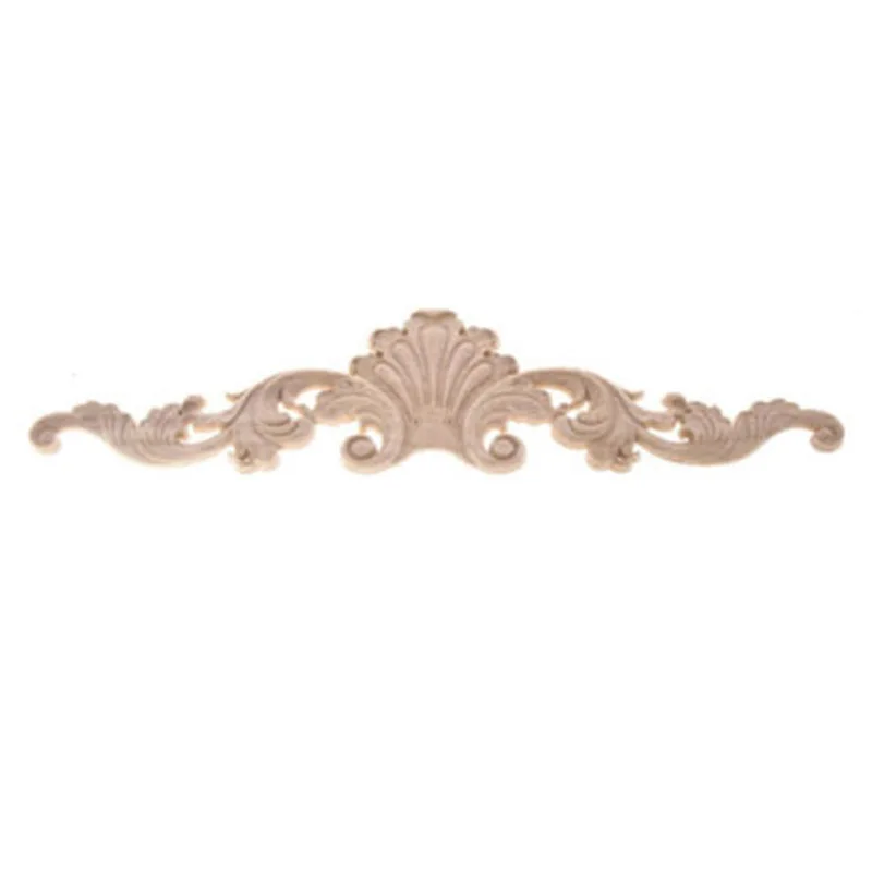 

Unpainted Flower Wood Carved Corner Onlay Applique Doors Furniture Moulding