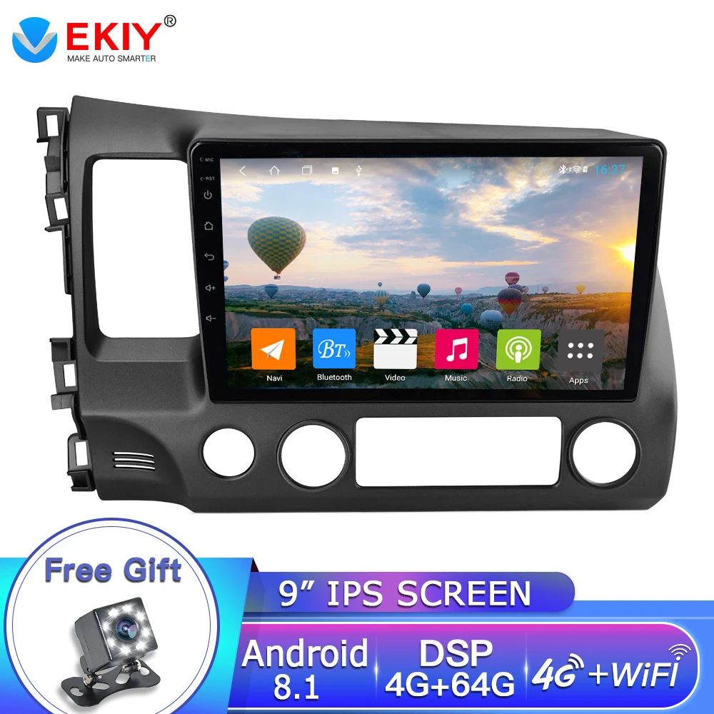 EKIY 10 1 'ƈG + 32G Android 8 DSP автомобильный Радио мультимедийный видео плеер для Honda Civic