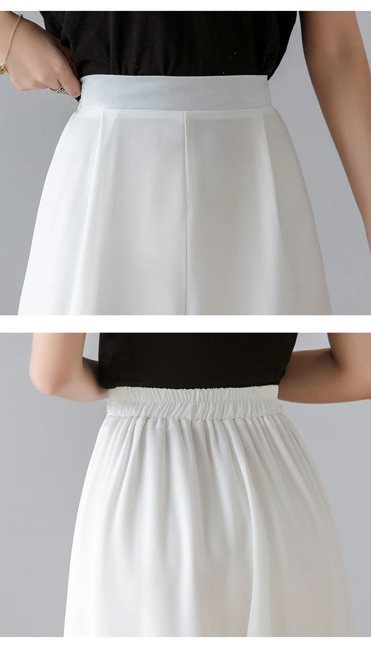 

Ice Silk Chiffon Wide-Legged Pants Women Summer Casual Loose Fake Two Piece Pants Skirt 2021 Fashion Beach Pants Female