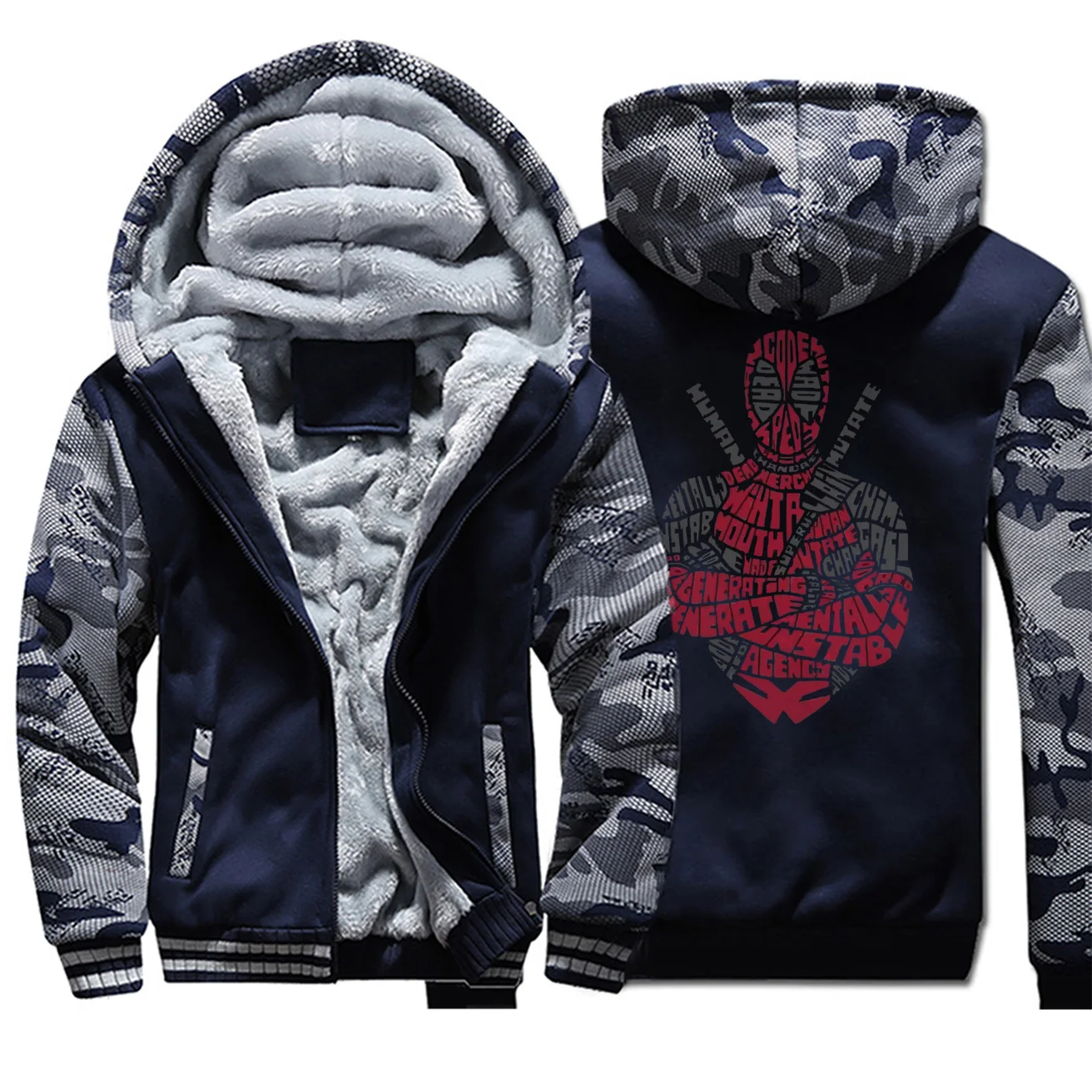 Deadpool Winter Jacket Men Fleece Thick Camo Warm Funny Anti Hero Mens Jackets And Coats Hoodie Sweatshirt Dead Pool Sportswear | Мужская