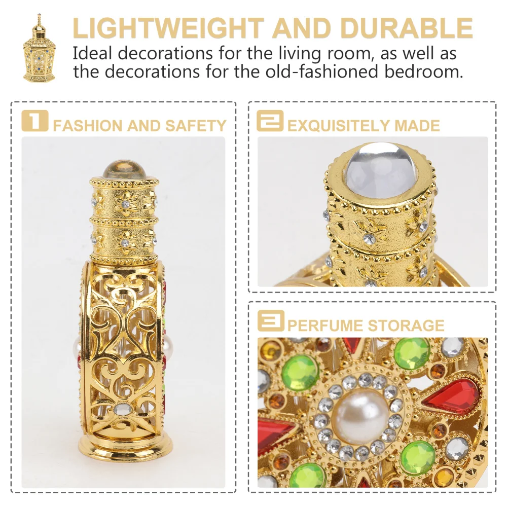 

1Pc Creative Elegant Aromatherapy Bottle Glass Alloy Liquid Bottle Golden