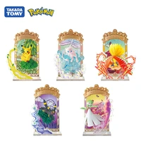 pokemon pikachu mew figure model stand stained glass series anime action figure collect gift kawaii toy umbreon scene blind box