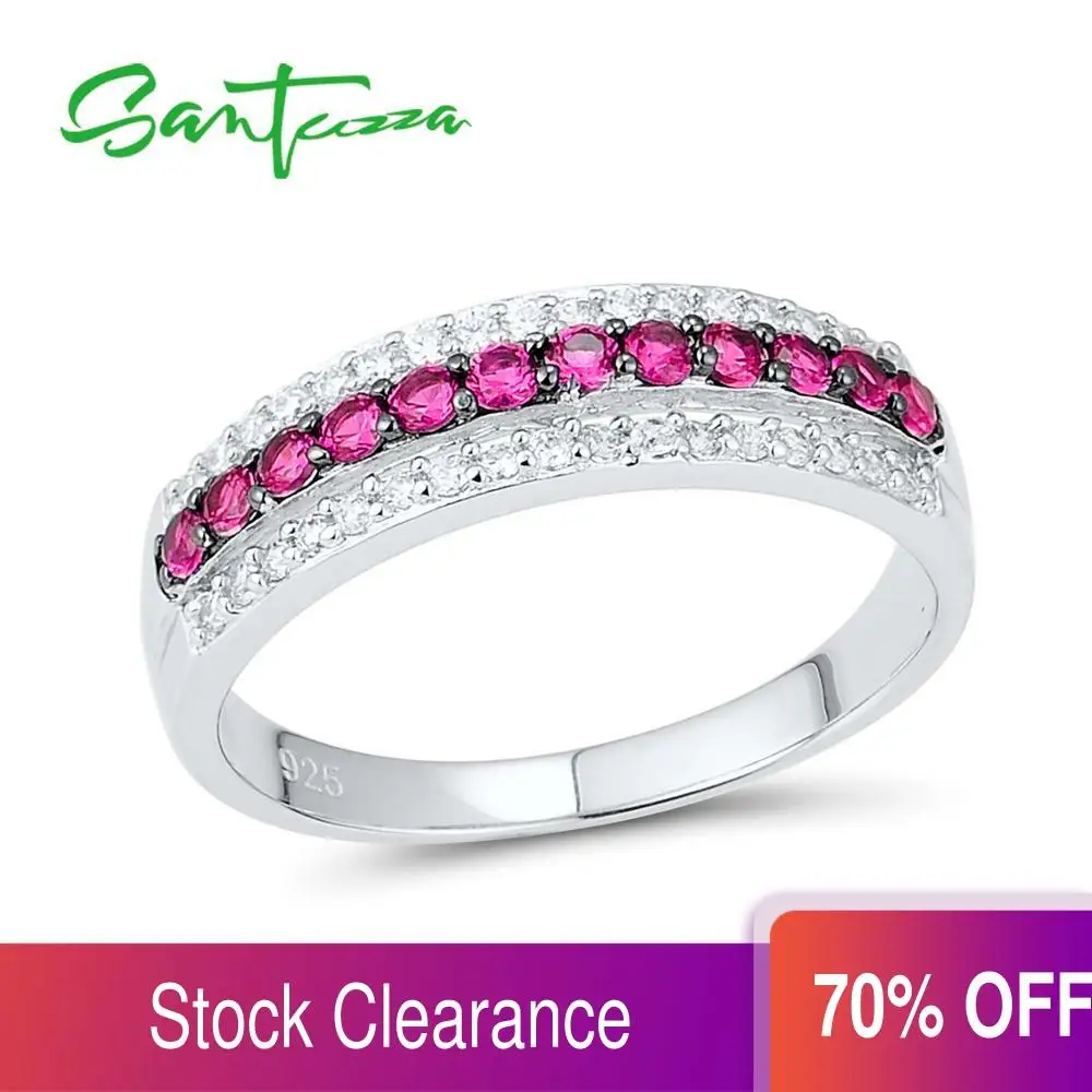 Rainmarch чистый 925 серебряное кольцо для женщин блестящие создан Рубин со шпильками