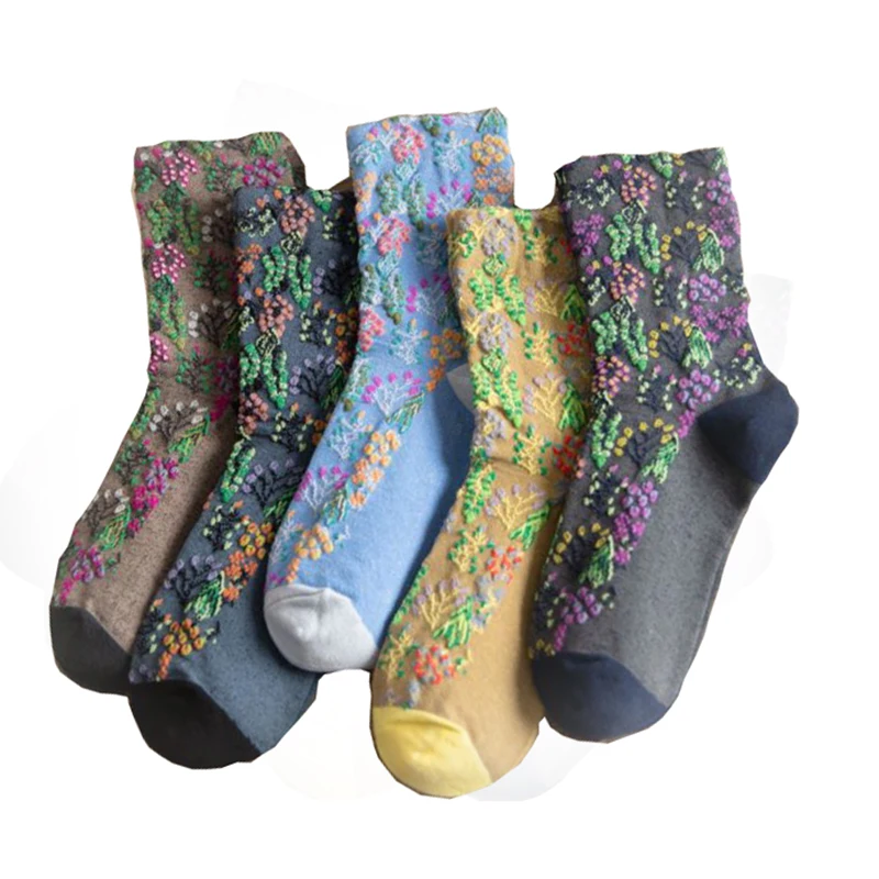Носки хлопковые длинные теплые в стиле Харадзюку 3 пары женские трубчатые носки |