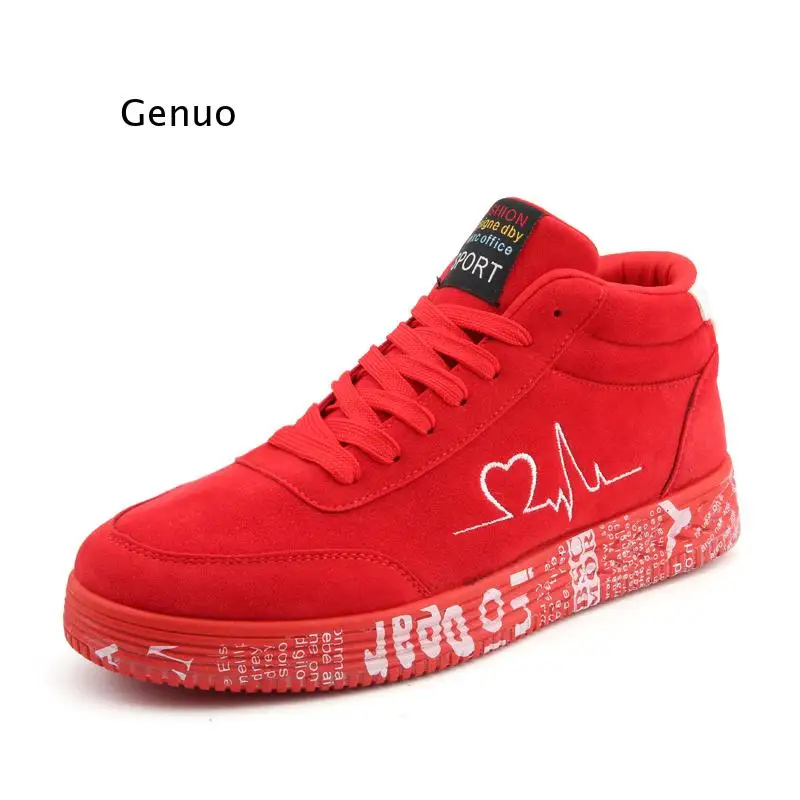 

Red Sneakers Men Casual Shoes Black High Top Comfortable Men's Sneakers Flat Lover Shoes Autumn 2021