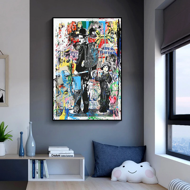 

Abstract Wall Graffiti Art Canvas Paintings Prints With A Child Posters And Prints Street Art Pictures for Home Cuadros Decor