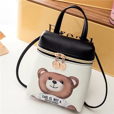 New Women's Mobile Phone Bag Cartoon Female Messenger Shoulder Bags Crossbody Cute Fashion Leather Bags Mini Bear Handbags - Цвет: C