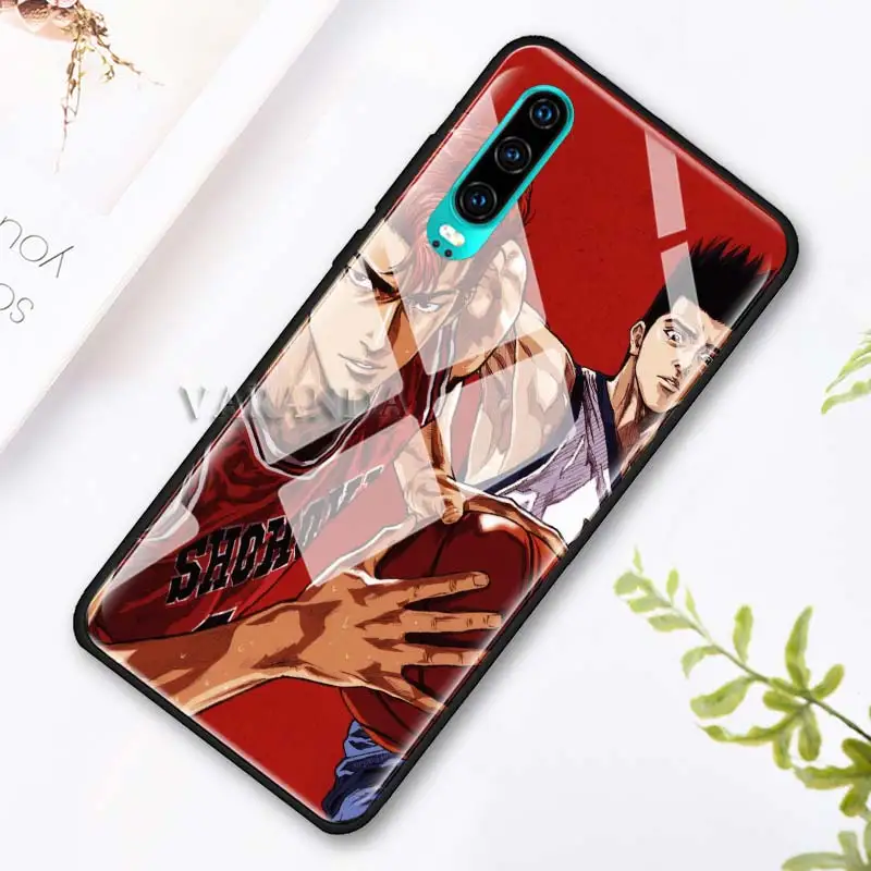

SLAM DUNK Anime Case For Huawei P30 P20 P10 Lite Mate 30 20 10 Pro Honor 8X 9X 20 Tempered Glass Phone Black Coque